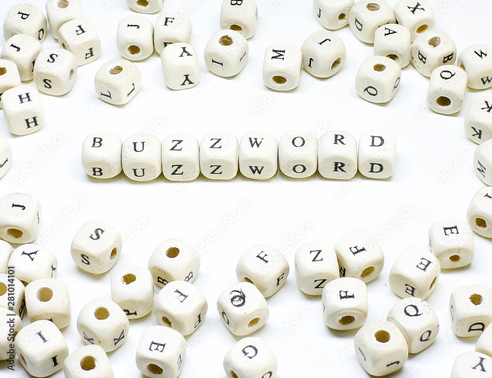 ecommerce email blogging online advertising and social media marketing term wooden abc buzzword.