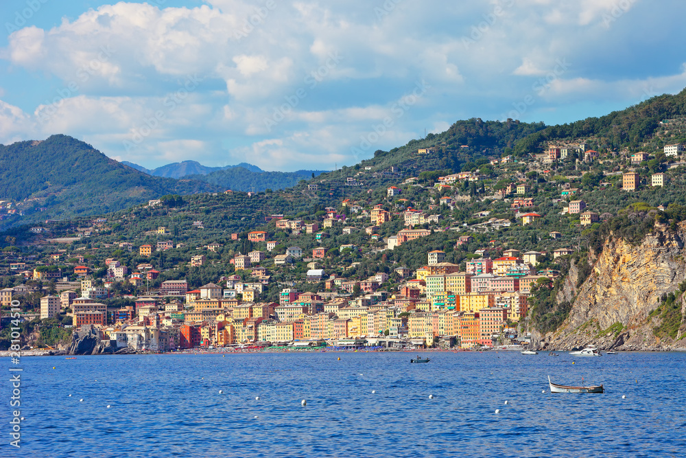 Camogli, seafront of the city with its colorful houses, Liguria, Italy
