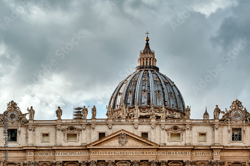 St. Peter's cathedral in Vatican view from Via della Conciliazione (Road of the Conciliation) in Rome, Italy photo