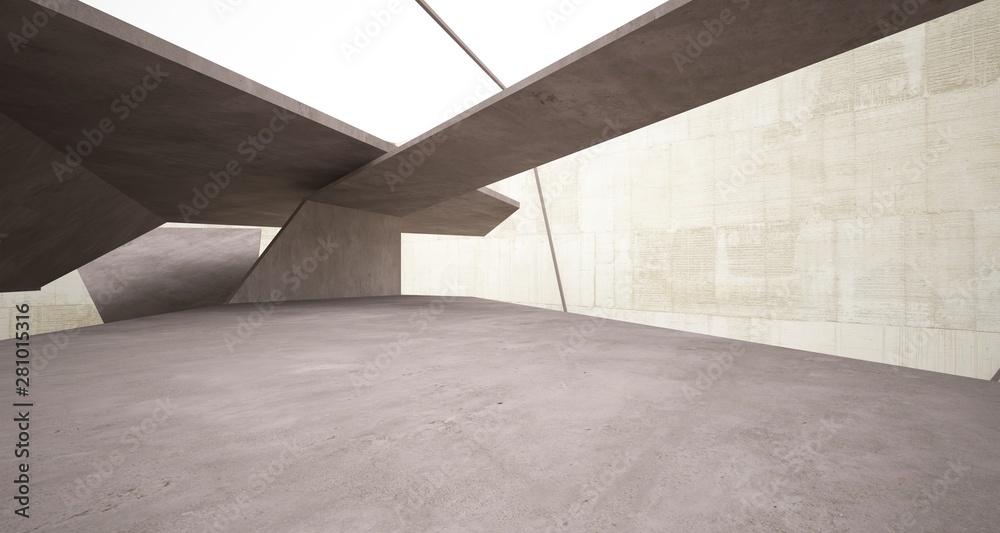 Abstract white and concrete interior. 3D illustration and rendering. Abstract white and concrete interior. 3D illustration and rendering.