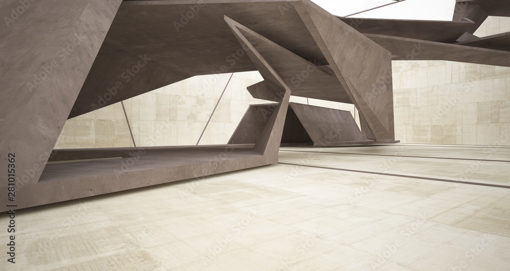 Abstract white and concrete interior. 3D illustration and rendering. Abstract white and concrete interior. 3D illustration and rendering.