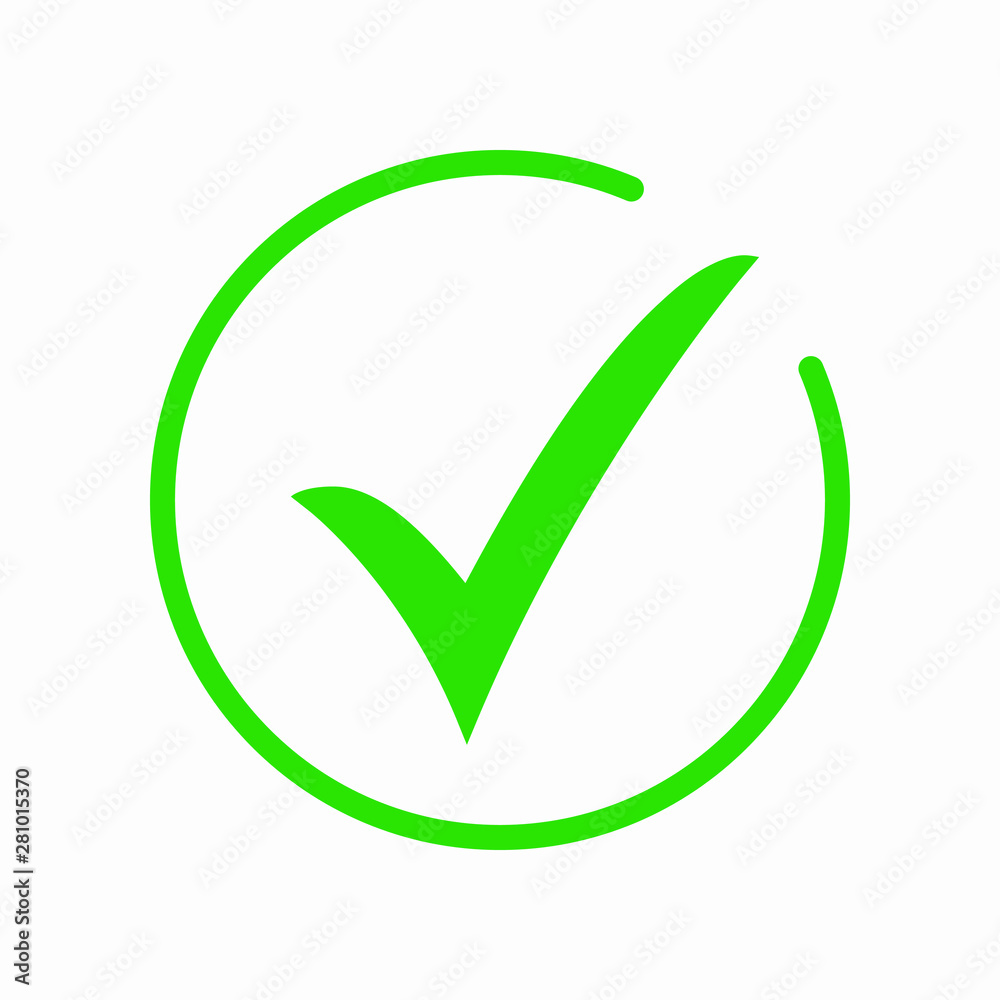 Green tick icon vector symbol, checkmark isolated on white background, checked icon or correct choice sign, check mark or checkbox pictogram Green tick icon vector symbol, checkmark isolated on white background, checked icon or correct choice sign, check mark or checkbox pictogram