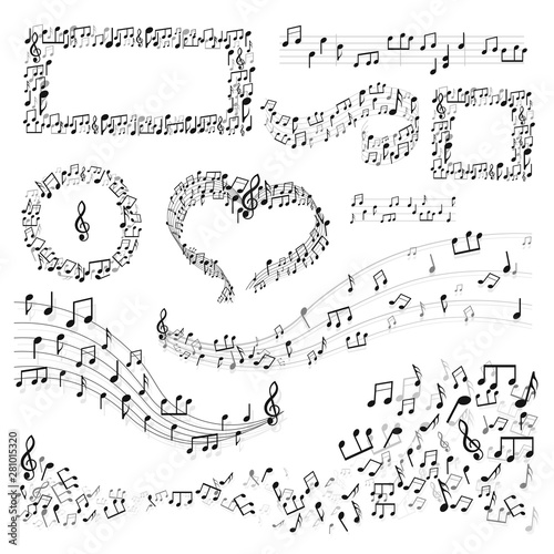 Note frames and decor music art melody or song