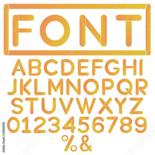Creative design alphabet, numbers and symbols. Abstract vector elements for corporate identity emblem, label or icon.Vector illustration