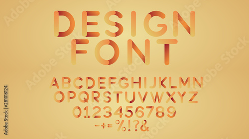 Creative design alphabet, numbers and symbols. Abstract vector elements for corporate identity emblem, label or icon.Vector illustration