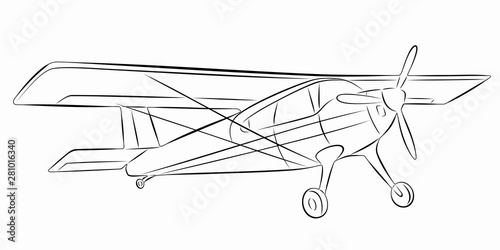 isolated illustration of a small airplane, vector drawing