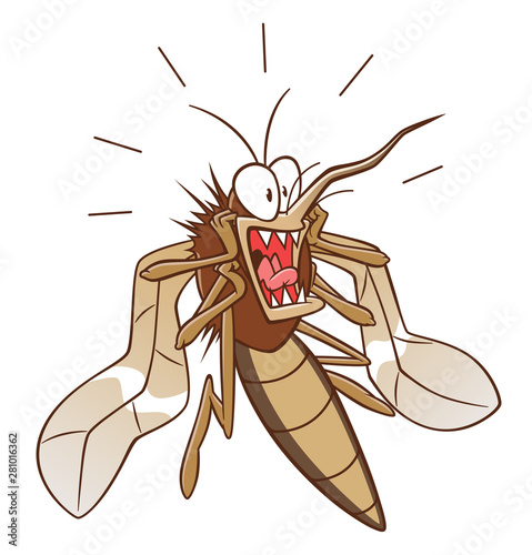 Scared cartoon mosquito