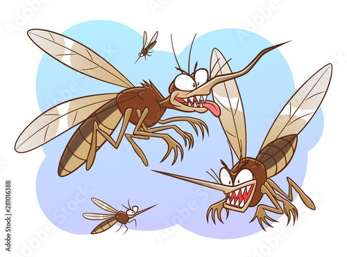 Group of mosquitoes illustration