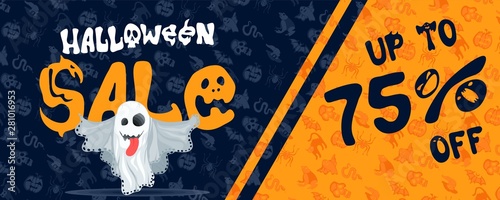 Halloween discount poster ghost and big sale blank