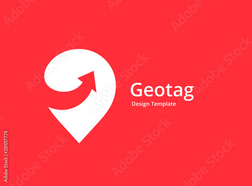 Geotag with arrow or location pin logo icon design