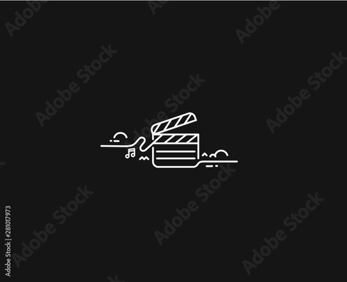 Movie Maker - clapper board, isolated on grunge vector background