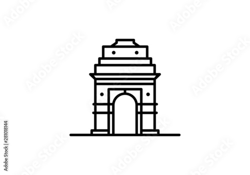 Indian city icon - India Gate, Delhi - Delhi - Line art. photo