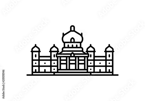 Indian city icon - Vidhan soudha, Bangalore - Karnataka - Line art.