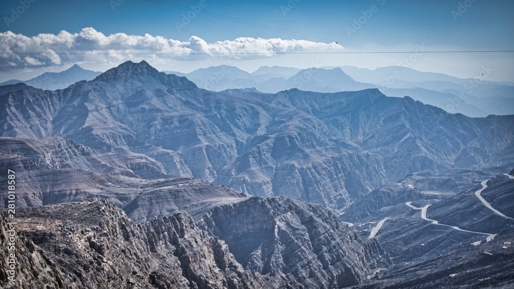 Jabal Jais the highest mountain in the UAE, midday