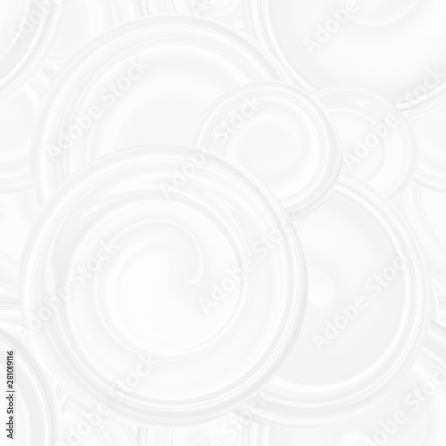 Pattern with white spirals, beautiful wallpapers for weddings. Texture 3 d background with abstract circles of different sizes, seamless pattern with waves.