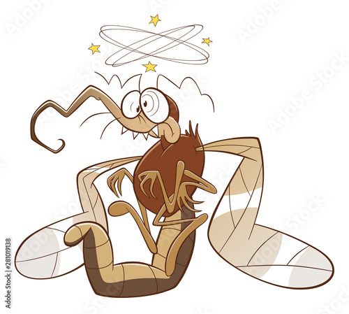 Defeated cartoon mosquito