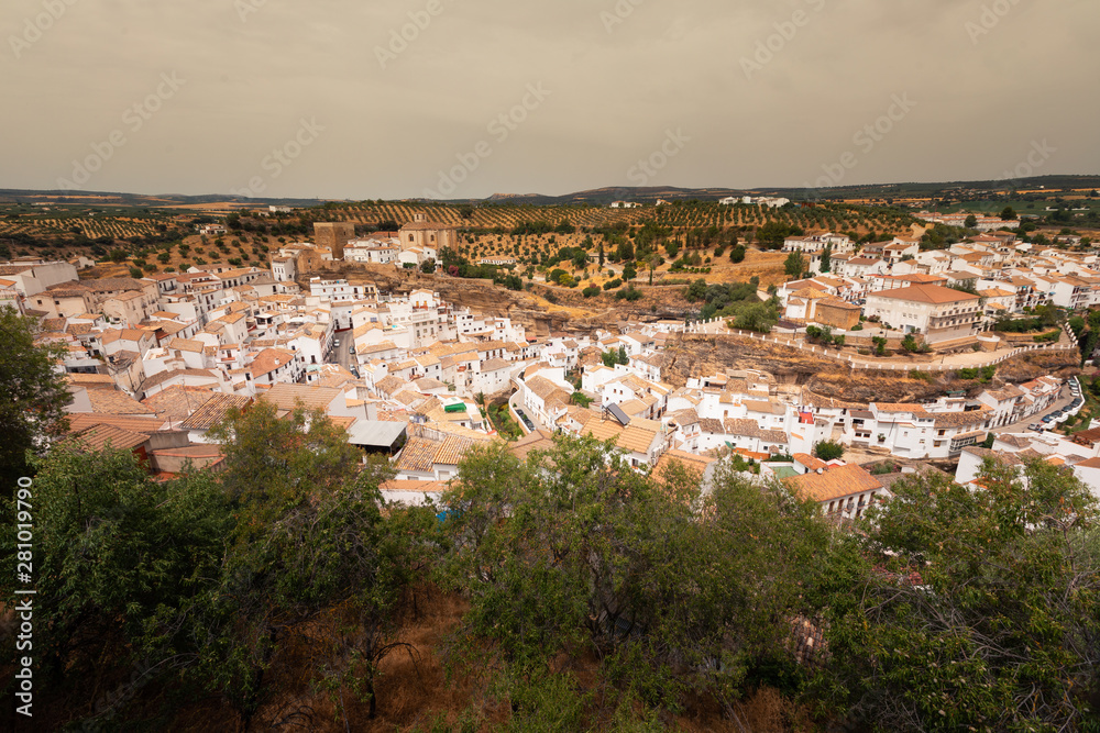 Setenil de las Bodegas one of the famous white towns from Cadiz region at Andalucia, Spain.