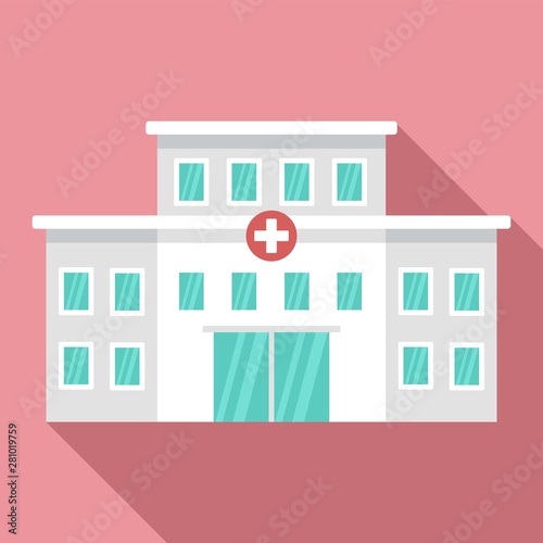 Hospital building icon. Flat illustration of hospital building vector icon for web design