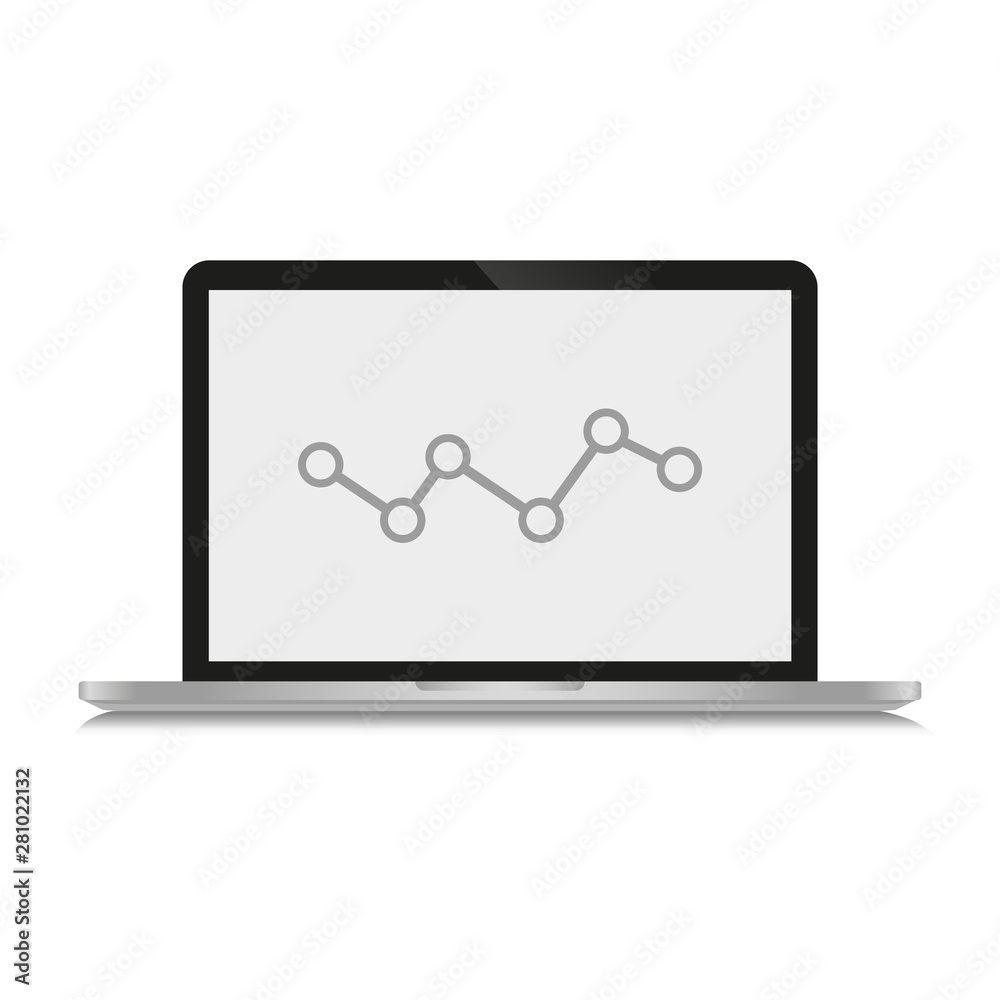 computer with a graphic on the screen is on a white background computer with a graphic on the screen is on a white background