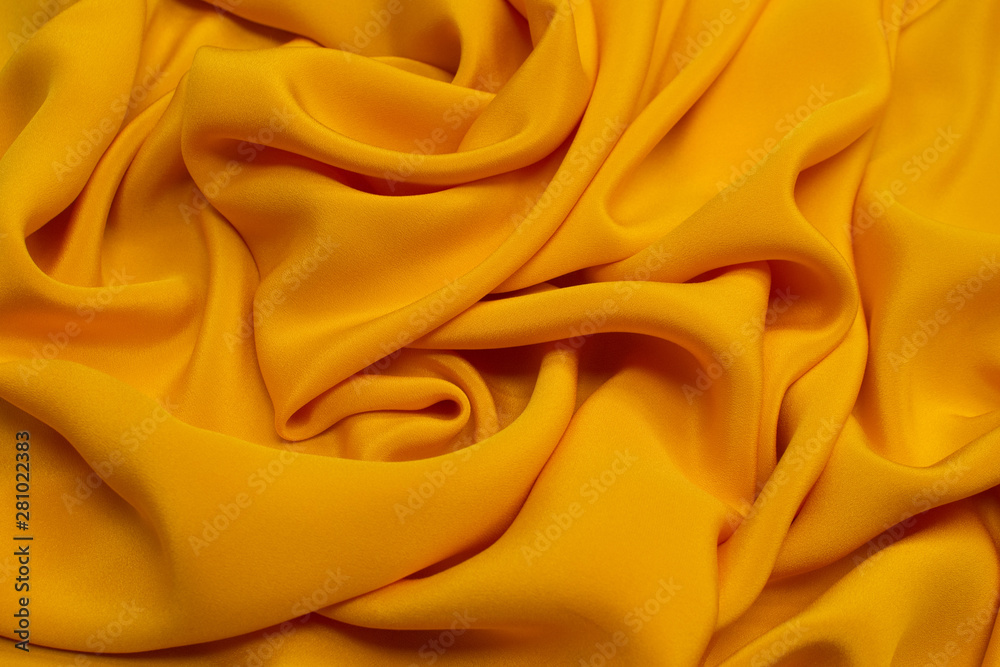 The texture of the silk fabric is dark yellow. Background, pattern. Stock  Photo | Adobe Stock