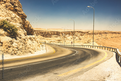 country side asphalt car road transportation object through desert mountains wilderness environment 