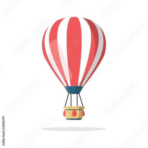 Valokuva Hot air balloon with basket isolated on background