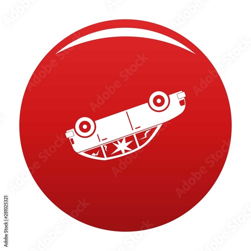 Turned car icon. Simple illustration of turned car vector icon for any design red