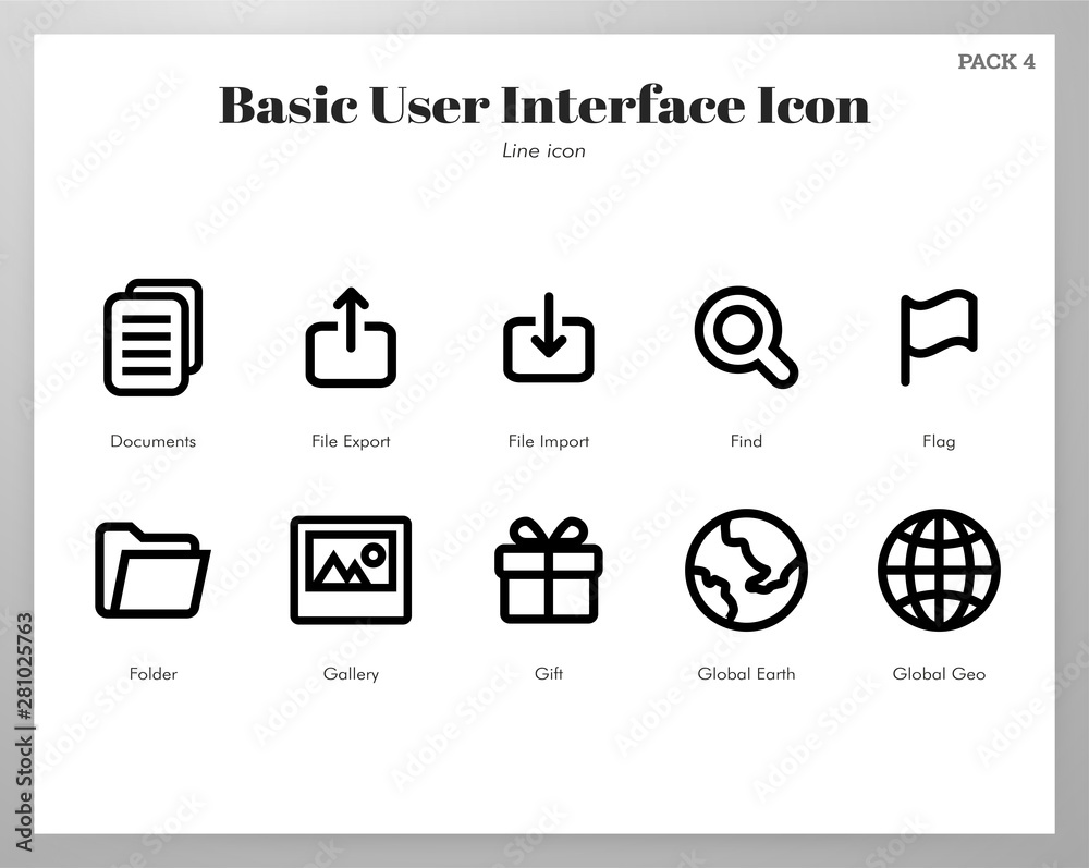 Basic UI icons Line pack