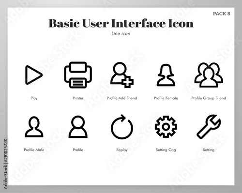 Basic UI icons Line pack