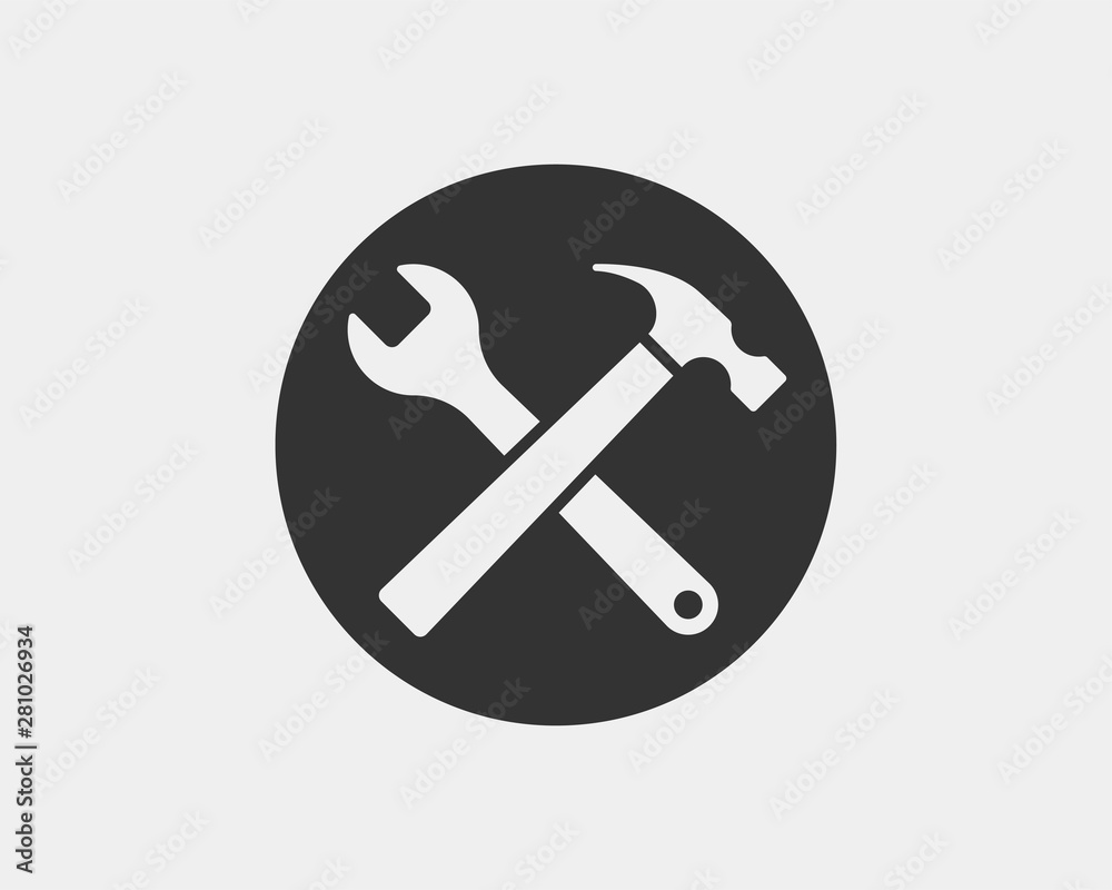 Tools vector wrench icon. Spanner logo design element. Key tool isolated on white background. Tools vector wrench icon. Spanner logo design element. Key tool isolated on white background.