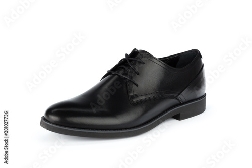 Black leather formal male shoes isolated on white background © fotofabrika