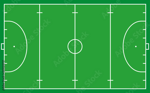 Frontal view of hockey field. Geometric and flat.