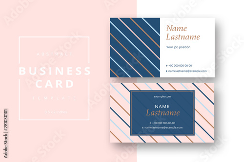 Trendy minimal abstract business card template. Modern corporate stationery id layout with geometric pattern. Vector fashion background design with information sample name text.