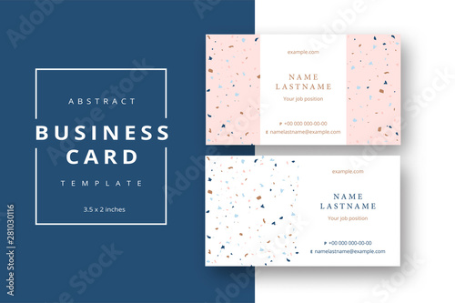 Trendy minimal abstract business card template. Modern corporate stationery id layout with geometric pattern. Vector fashion background design with information sample name text.