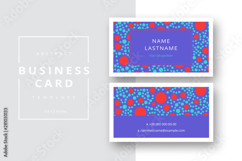 Trendy minimal abstract business card template. Modern corporate stationery id layout with geometric pattern. Vector fashion background design with information sample name text.