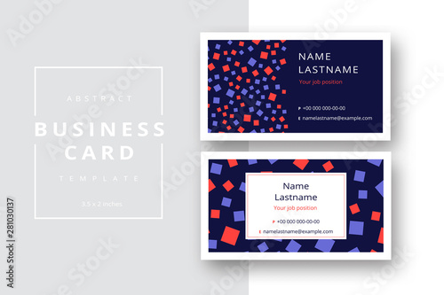 Trendy minimal abstract business card template. Modern corporate stationery id layout with geometric pattern. Vector fashion background design with information sample name text.