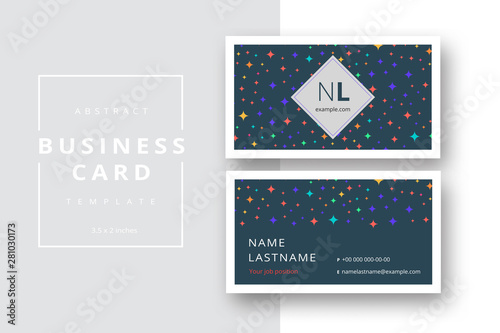 Trendy minimal abstract business card template. Modern corporate stationery id layout with geometric pattern. Vector fashion background design with information sample name text.