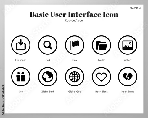 Basic UI icons rounded pack