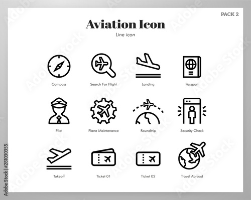 Aviation icons Line pack