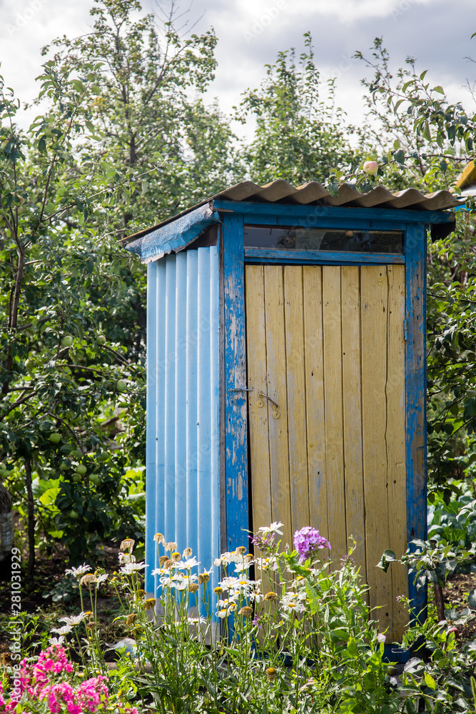 outdoor wooden toilet in the garden outdoor wooden toilet in the garden