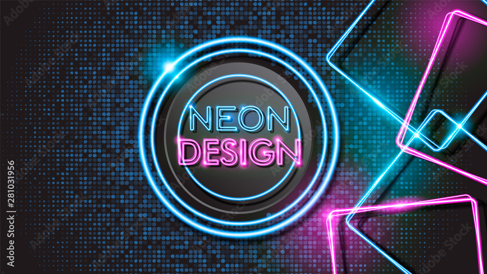 Obraz premium Abstract Glowing Neon Black Background Design