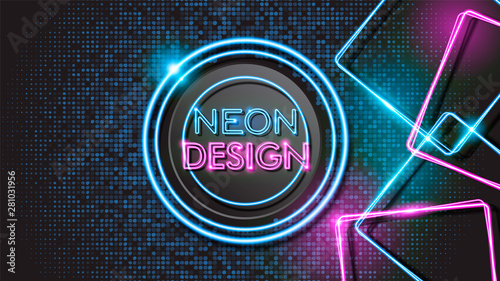 Abstract Glowing Neon Black Background Design