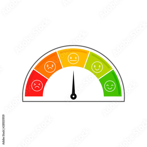 Speedometer icon. Colorful Info-graphic. It shows a different mood.