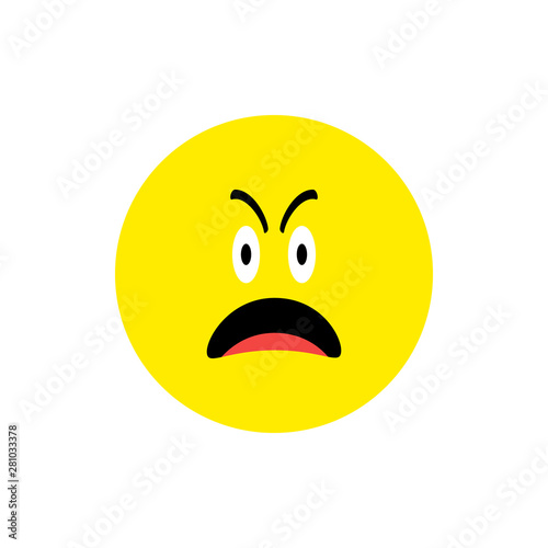 Sad crying face Emoji icon flat style. Cute Emoticon round symbol. Regret, heartbroken Face. For mobile keyboard app, messenger. Expressive cartoon avatar on white background.