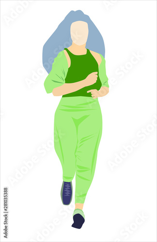 modern girl sportswoman runs