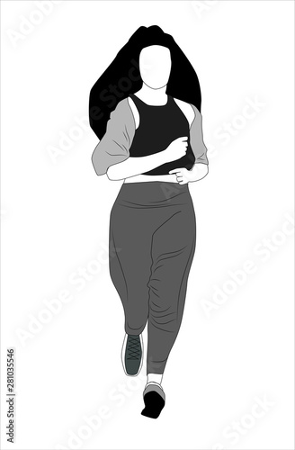 modern girl sportswoman runs