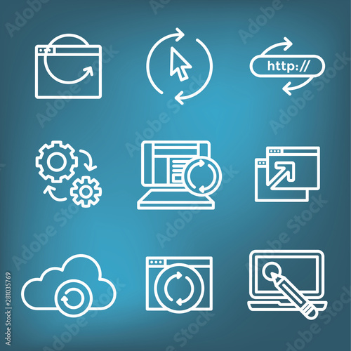 Website Update Icon Set with seo update, site creation, and name server update
