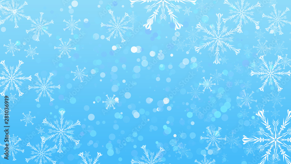 Fototapeta premium Beautiful background with winter decorative snowflakes 