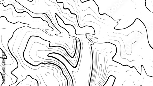 Topographic map wave. Horizontal lines stripes pattern or background with wavy distortion effect. Art design contour background. Grid map. Vector illustration.