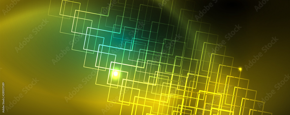 Shiny glowing design background, neon style lines, technology concept, vector